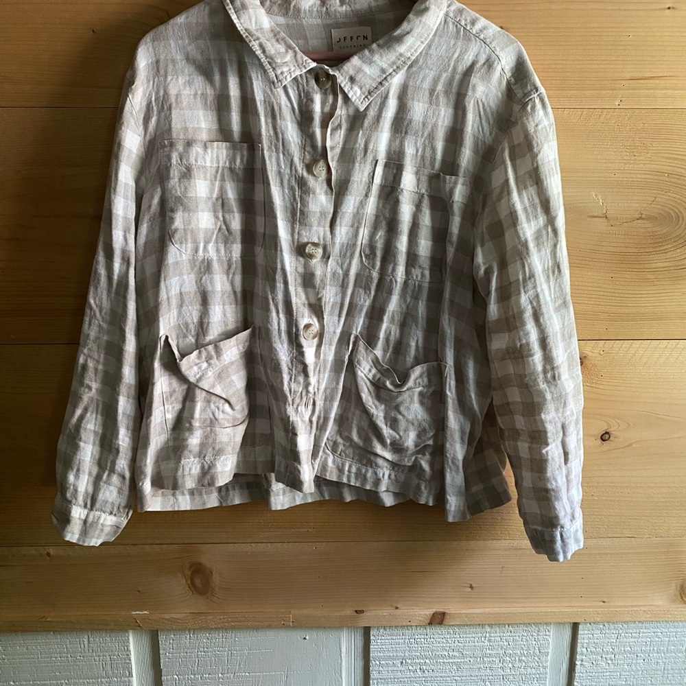 Offon clothing Checkered jacket in Beige and White